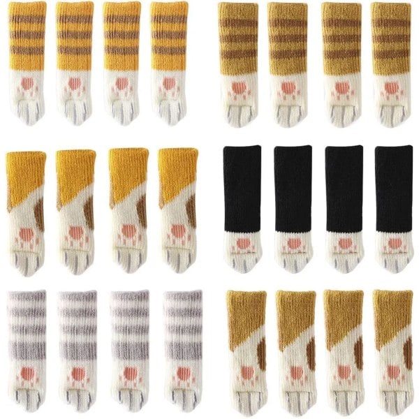 24 st Stolsstrumpor (6-pack), Söta Kattklo-Möbelöverdrag, Ljudreducerande Stolsstrumpor, Golvskydd