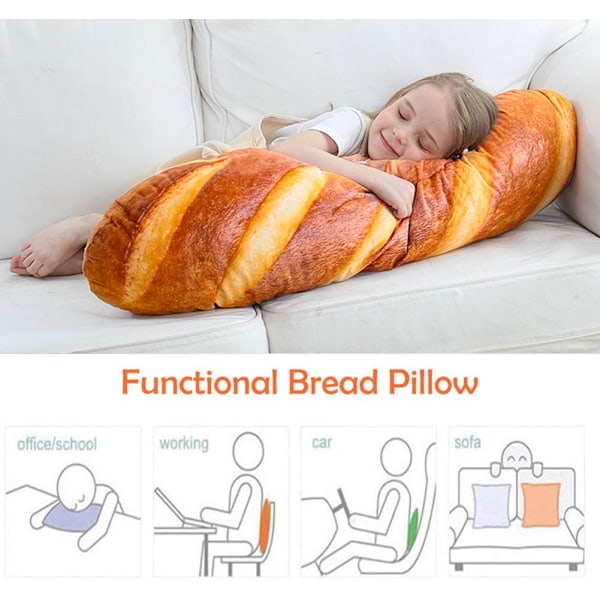 8 I 3D Simulering Brødform Pute Myk Lumbar Baguette Rygg-XM2-