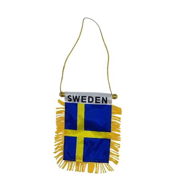 Riippuva lippu auton taustapeiliin imukupilla Sweden