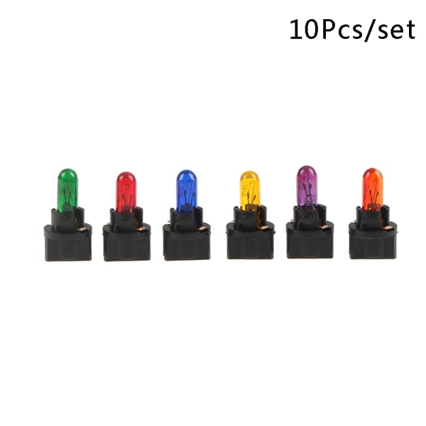 10 stk. T5 T6.5 LED pære W1.2W Bil interiør belysning instrumentbræt Lilla