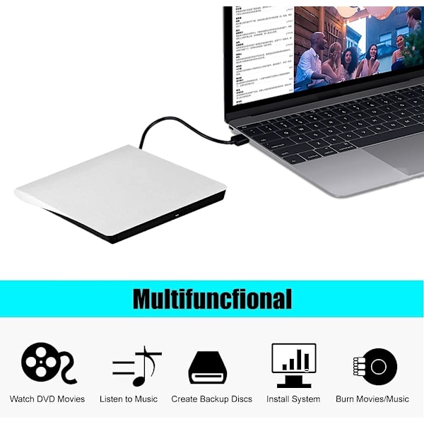 Extern DVD-enhet, USB 3.0 Portabel CD/DVD-RW-enhet/DVD-spelare