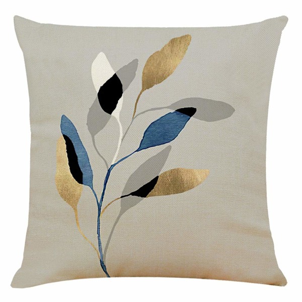 Blad Pyntepudebetræk 45cm x 45cm Sæt med 4 Grå Dekorative Puder -XM2-