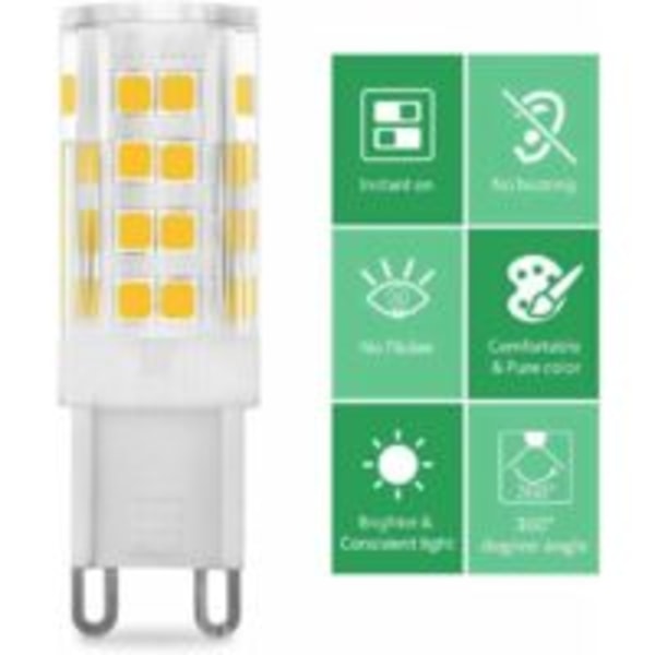 5W G9 LED-pære, tilsvarende 40W, varm hvit 3000k, 220-240V