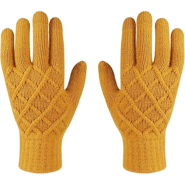 Dam Vinterstickade Handskar Pekskärm Textning Fleece Vantar
