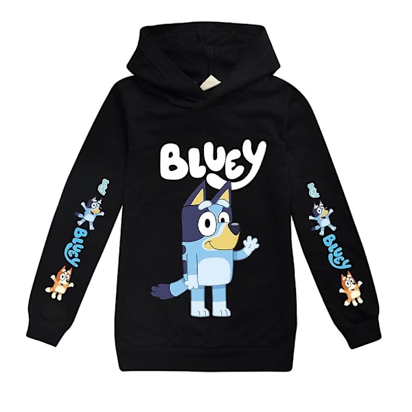 Bingo Bluey -huppari sarjakuvaprintillä lapsille, rento collegepusero, musta