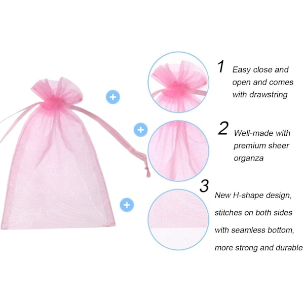 100 stk. Organza Poser med Snøre 10 x 15 cm Klar Smykker Bryllup-XM2-