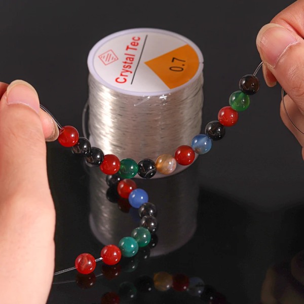 Plastkrystall DIY Perlesnorer Elastisk Line med Perlenåler Saks Ledning Smykketråd