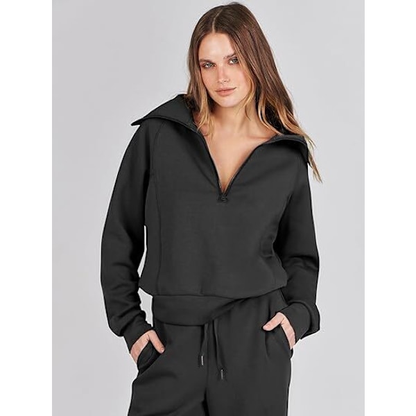 Dam 2-osainen treeniasusetti, Avara Loungewear, Urheilupuku Musta Black M