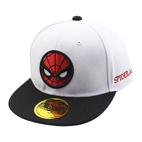 Spiderman Baseball-lippis pojille ja tytöille, lasten snapback-urheilumyssy White-KK1- White Adjustable