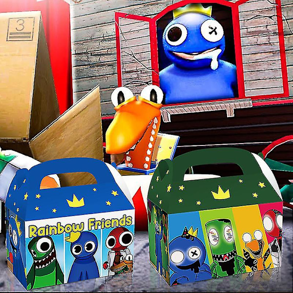12 Rainbow Friends -juhlapaperikarkki-lahjakassi, keksi-popcornlaatikko, kannettava (FMY) Monivärinen