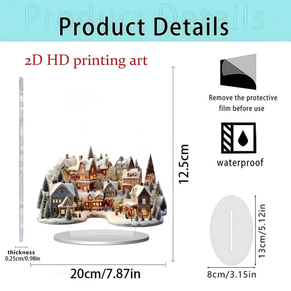 Julekarusell 2D Akrylstativ, Festlig Borddekorasjon med LED-lys, Hjemmegave 20
