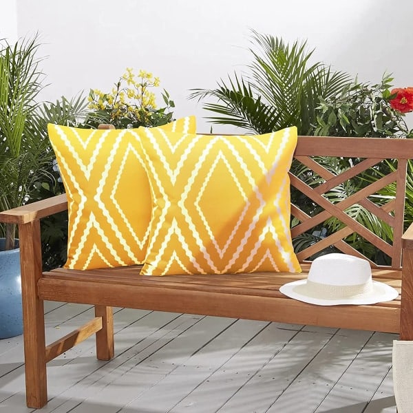2 KPL Ulkokäyttöön Vedenpitävä Boho Tyyny 18\" X 18\", Keltainen-X74-