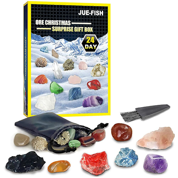24 Dages Julekalender med Ædelstene og Krystaller til Healing - Julegave Advent Blind Box