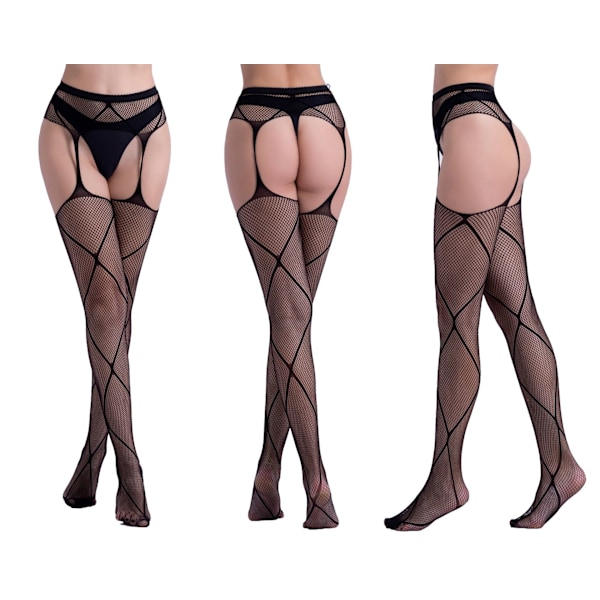 2-PAKKE Sexy nettstrømper for kvinner strømpebukser høye strømper nettstrømper-KK1- 6080 black