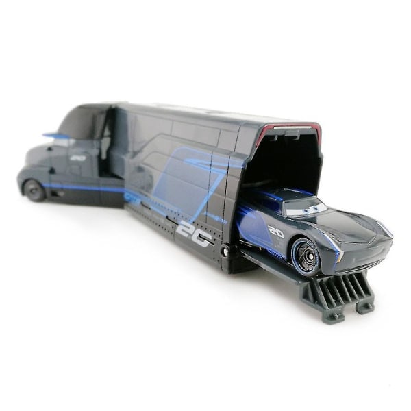 2:a Racing Car 3 Black Storm Jackson Container Trailer Lastbil Legering Lastbil Mcqueen Mack Lekebil