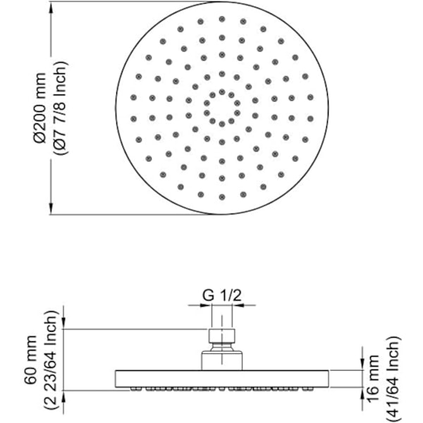 Duschhuvud Fast Duschhuvud 20 cm/8 tum Duschhuvud Badrum-XM2-