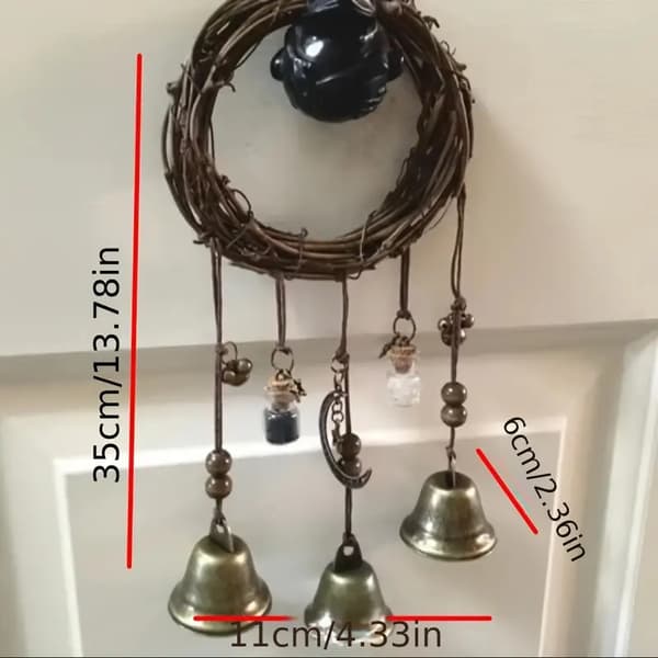 Hanging Protective Door Handle Witch Bell Wind Chime with Crystal and Witch Prayer, Home Decor-FM-