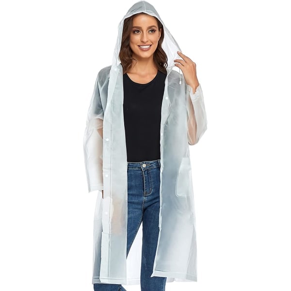 Althee Återanvändbar Regnponcho för Vuxna i Eva. Unisex lång transparent regnjacka med huva