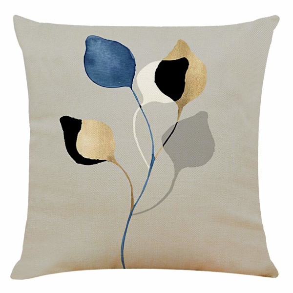 Blad Pyntepudebetræk 45cm x 45cm Sæt med 4 Grå Dekorative Puder -XM2-