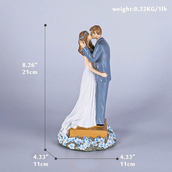 Bröllopstårta Topper Bröllopsdekorationer Brud och Brudgum Figur Rolig Bröllopspar Staty (d-4)