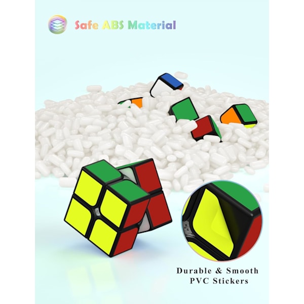 2x2 Speed Cube, Original 2x2x2 Kub med superholdbare klistremerker med levende farger (2x2x2) 2x2x2 2x2x2 3x3x3