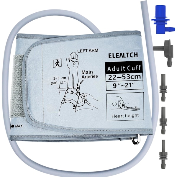 Extra stor manschett kompatibel med Omron 9201d-21201d tum (22-53 cm) XL blodtrycksmanschett för vuxna ARM BP ersättningsmanschett för stor ARM, grå