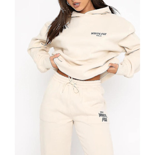 Hættetrøje-hvid Fox Yderbeklædning - to-delt hoodie sæt Langærmet Hætteklædt Outfit Sæt Jst. Sort Black S