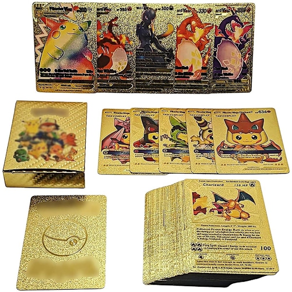 Cartoon Anime Guld Fil Trading Card Set til børnespil og samleobjekter guld Gold