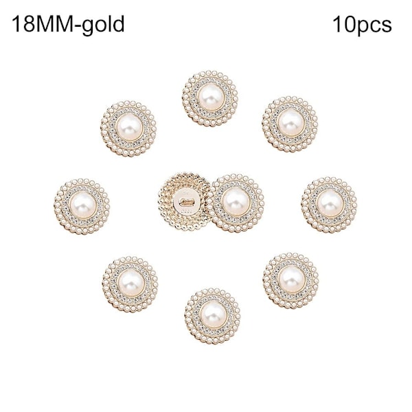 10 kpl Metallirhinestone-helminappeja paitaan KULTA kulta gold 18MM10pcs-10pcs