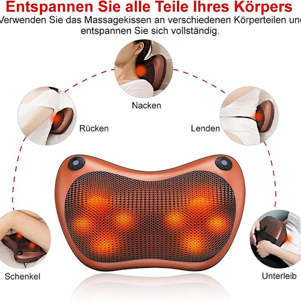 Massageapparat Shiatsu 3D massagekudde med värmefunktion Elektrisk nackmassage