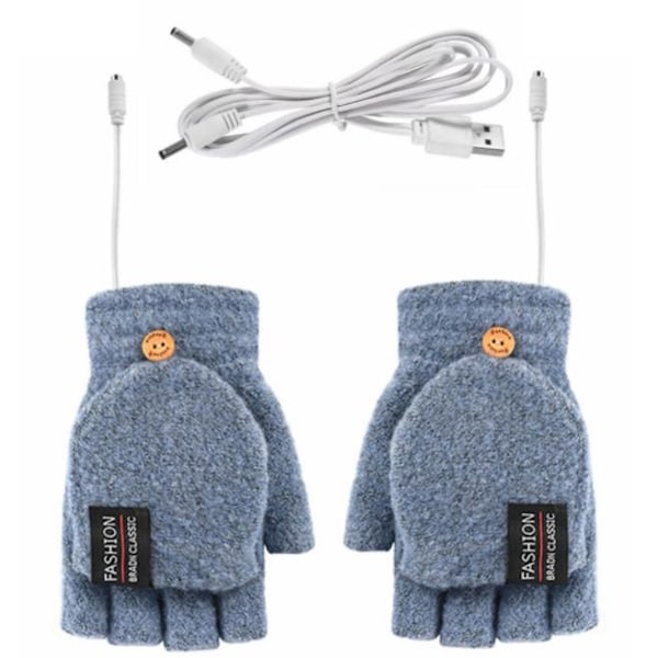 USB-oppvarmede hansker, elektriske oppvarmede hansker, clamshell-hansker-KK1- light blue