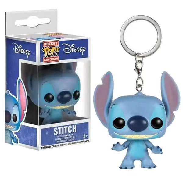Duftende Stitch Nøkkelring PVC-figur, Søt Samleobjekt Anheng med 4 Design Sitting posture