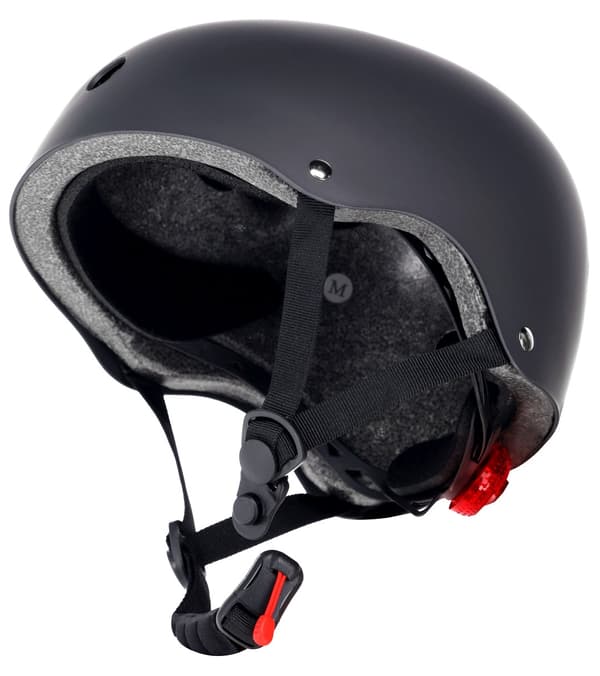 Sun Baby cykelhjelm til børn M 54-58 cm med LED-lys og magnetlukning, sort Sort
