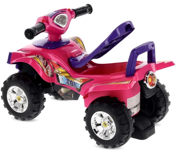 Sun Baby gåbil quad til barn, pink - lyd og LED, 12 m+, bæreevne 25 kg, opbevaring Lilla