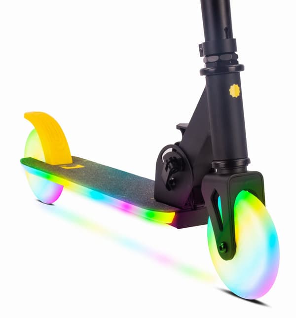 Sammenklappelig tohjulet løbehjul til børn, justerbar, Lumiride LED 7 farver, 20 programmer, sort Sort