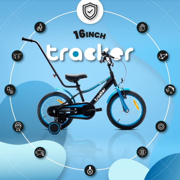 Pojan pyörä 16 tuuman Tracker pyörä neon sininen Sininen