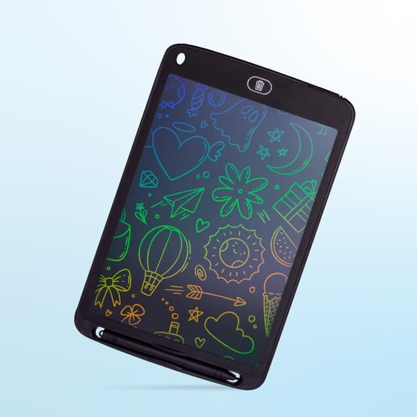 Grafiktablet til børn, Etch-A-Sketch, Stylus, Tavle, Notesbog, 10,5 tommer, Multifarvet, Sort, Sun Baby Sort