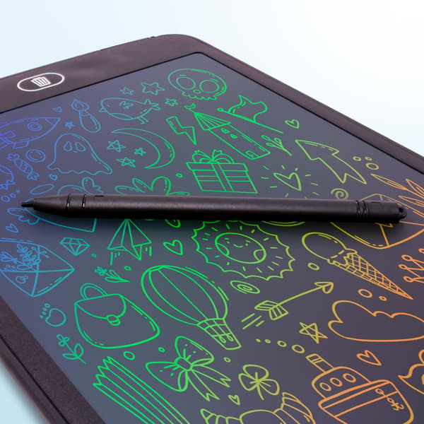 Grafiktablet til børn, Etch-A-Sketch, Stylus, Tavle, Notesbog, 10,5 tommer, Multifarvet, Sort, Sun Baby Sort