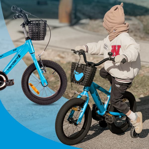 14 tommer børnecykel til drenge med styrehjul støttehjul og kurv Verdant Rowan blå Blå