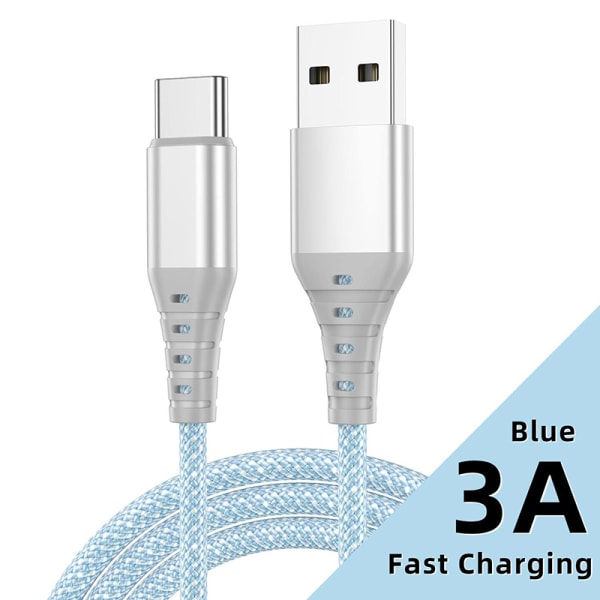3A Snabbladdning USB Typ C Kabeltelefon Kabel Typ-C Laddare blue 2m