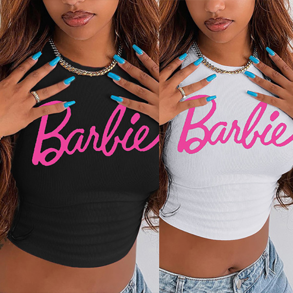 Barbie Crop Top Sexiga tjejer sommar ärmlös kamisolväst A10