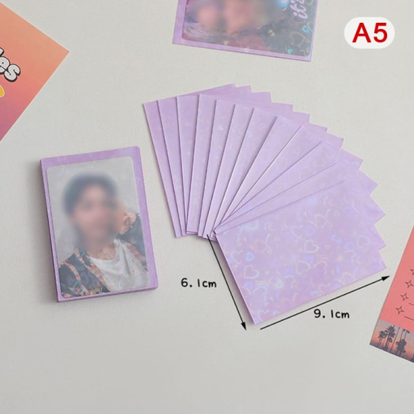 50 st Kpop Card Sleeves 61x91mm 20C Heart Bling Hållare Purple