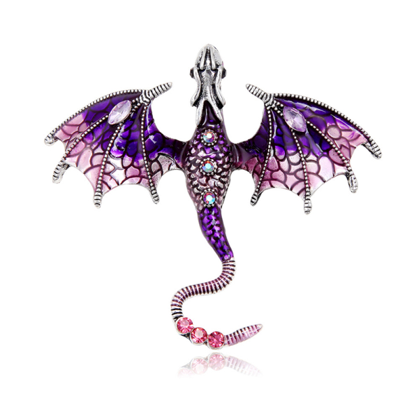 Emalj Dragon Broscher Strass Party dekor Purple