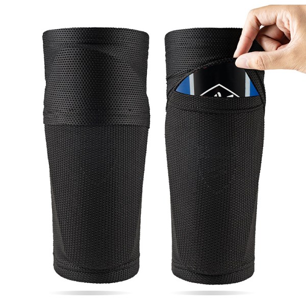 1 par Fotbolls-Shin Guard Sleeve Med Pocket Calf Sports-strumpor Black