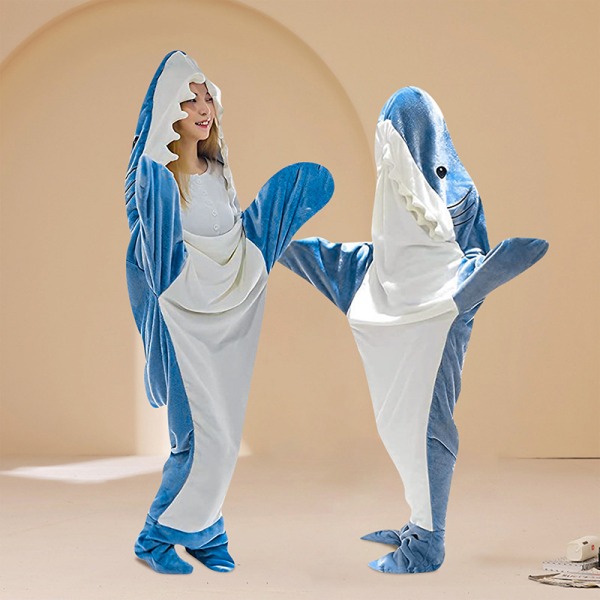 Shark Blanket Hoodie Vuxen - Shark Onesie Adult Bärbar Filt XL