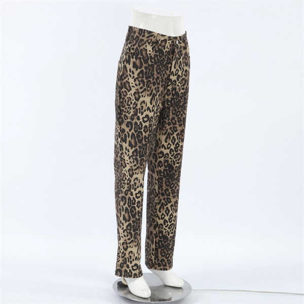 Damjeans Tan Leopard Jeans Byxor Raka byxor i midjan leopard print L