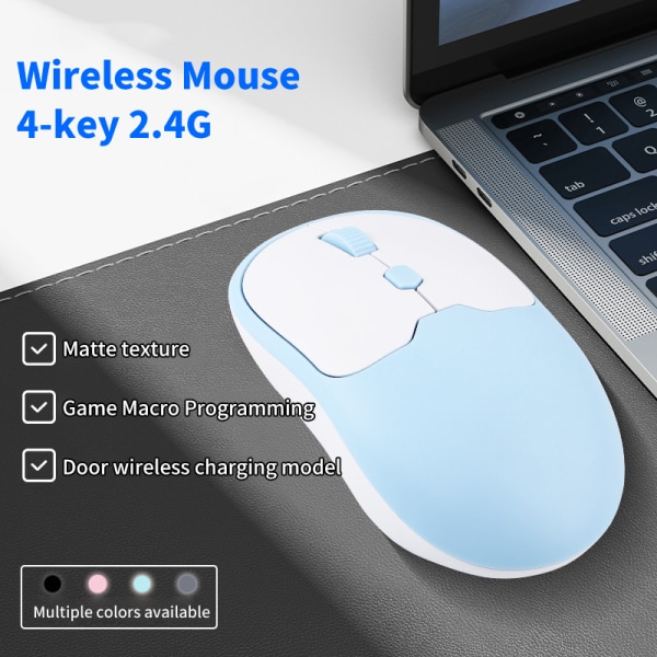 Trådlös mus Uppladdningsbar mus Bluetooth-kompatibel 2.4G Blue white wireless