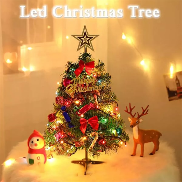 30 cm Litet Konstgjort Mini Julgran för Bord med LED-belysning 30cm