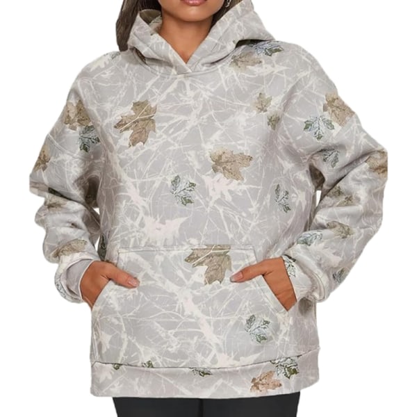 Dam Camo Hoodie Print Fleece Sweatshirt Casual Pullover Khaki 2XL