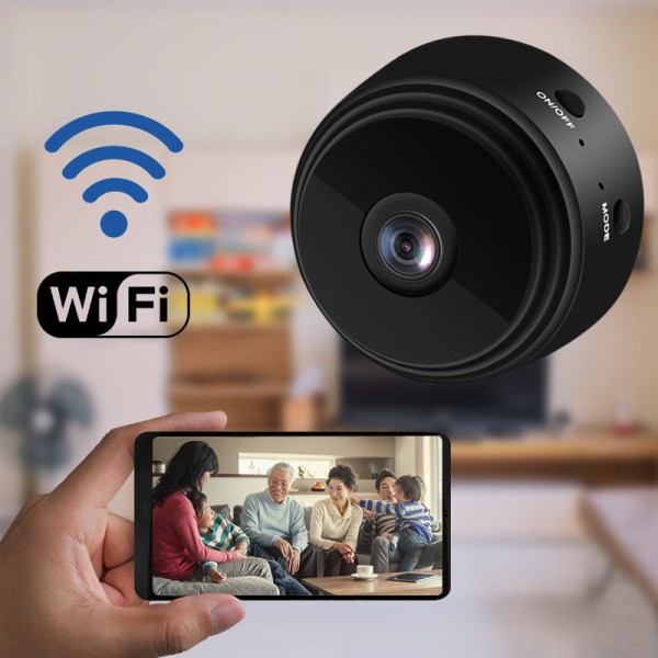 IP-kamera Wifi Säkerhetsövervakningskamera HD 1080p-sensor Black